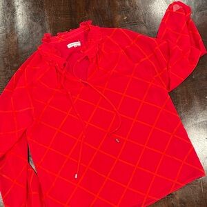 Calvin Klein Red Checkered Blouse